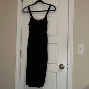 Burberry Black Spaghetti Strap Slip Midi Dress
